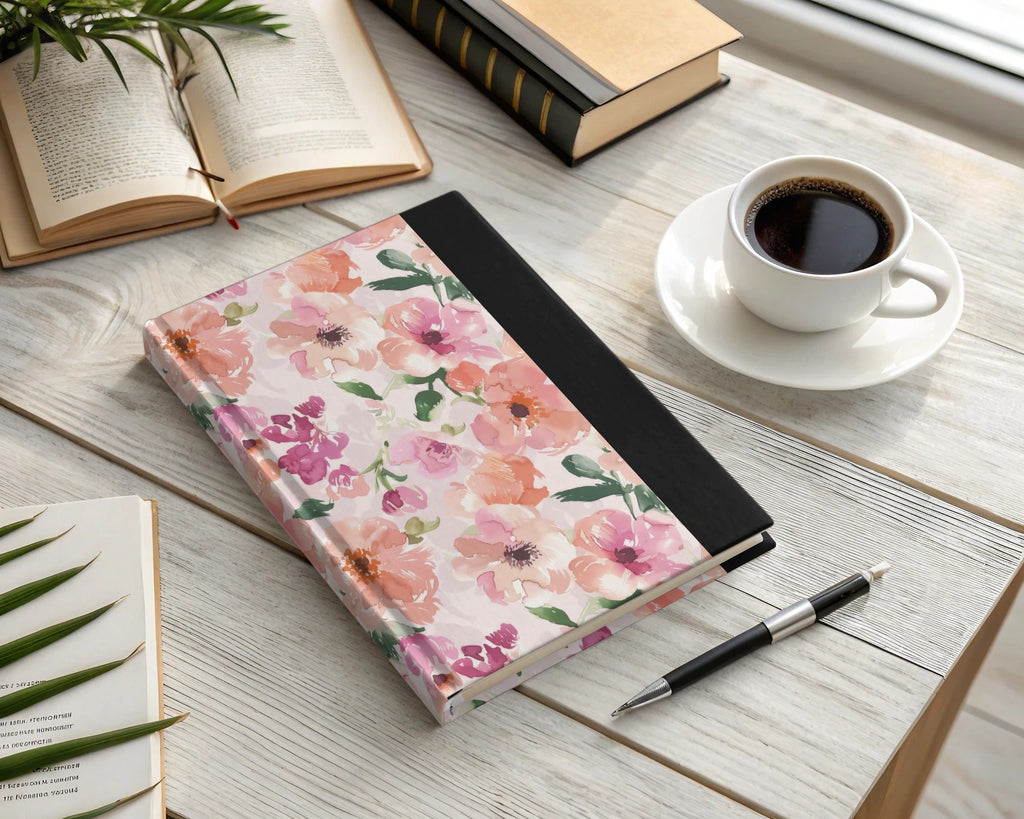 Watercolor Floral Pattern, Seamless Digital Paper, Flower Repeat, Botanical Design, Peach Pink, Scrapbook Paper, Fabric Design Digital - Moore and Mountain