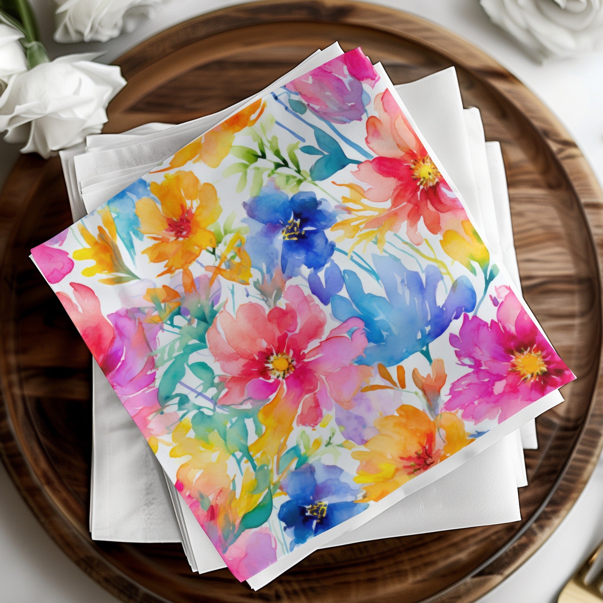 Watercolor Floral Pattern, Seamless Flower Design, Digital Paper Pack, Repeatable Background, Scrapbook Paper, Fabric Print, Digital - Moore and Mountain