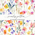 Watercolor Floral Pink Purple Spring Summer Pattern Digital - Moore and Mountain
