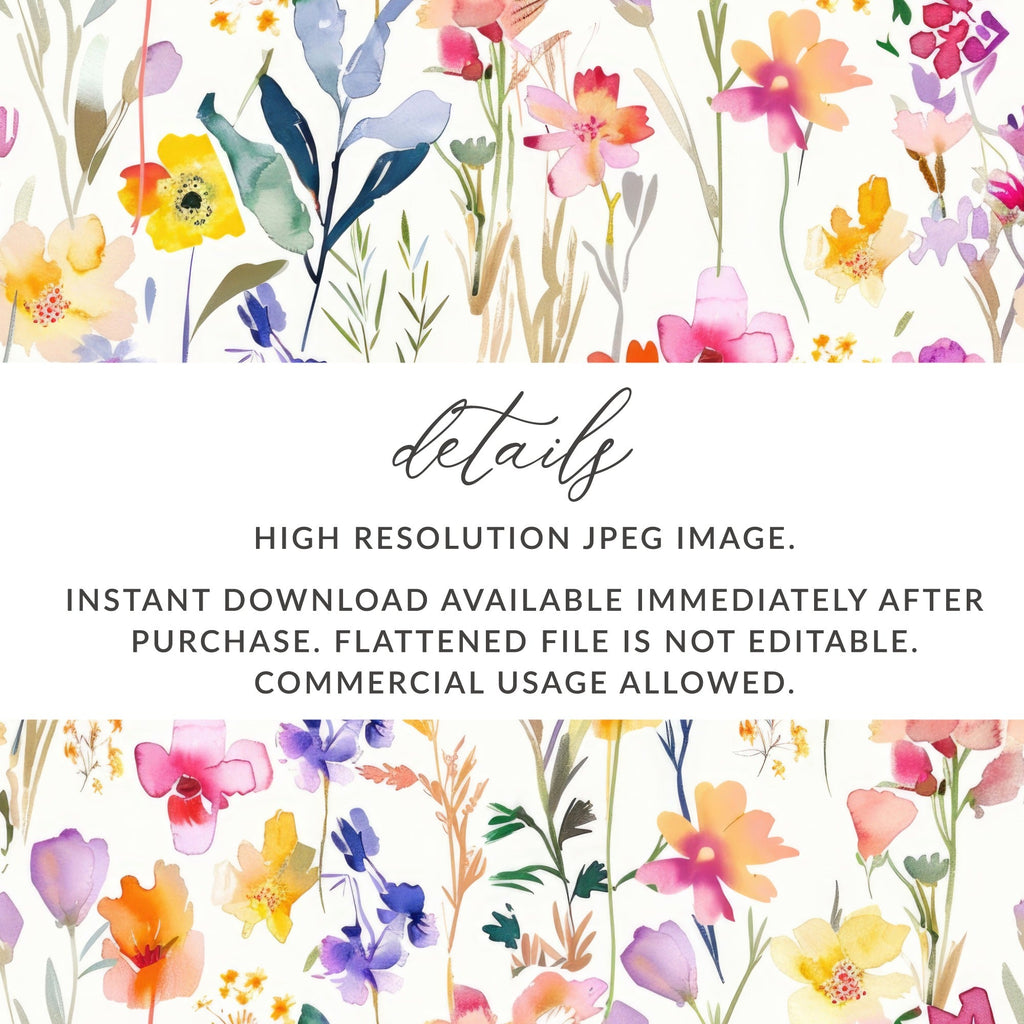 Watercolor Floral Pink Purple Spring Summer Pattern Digital - Moore and Mountain