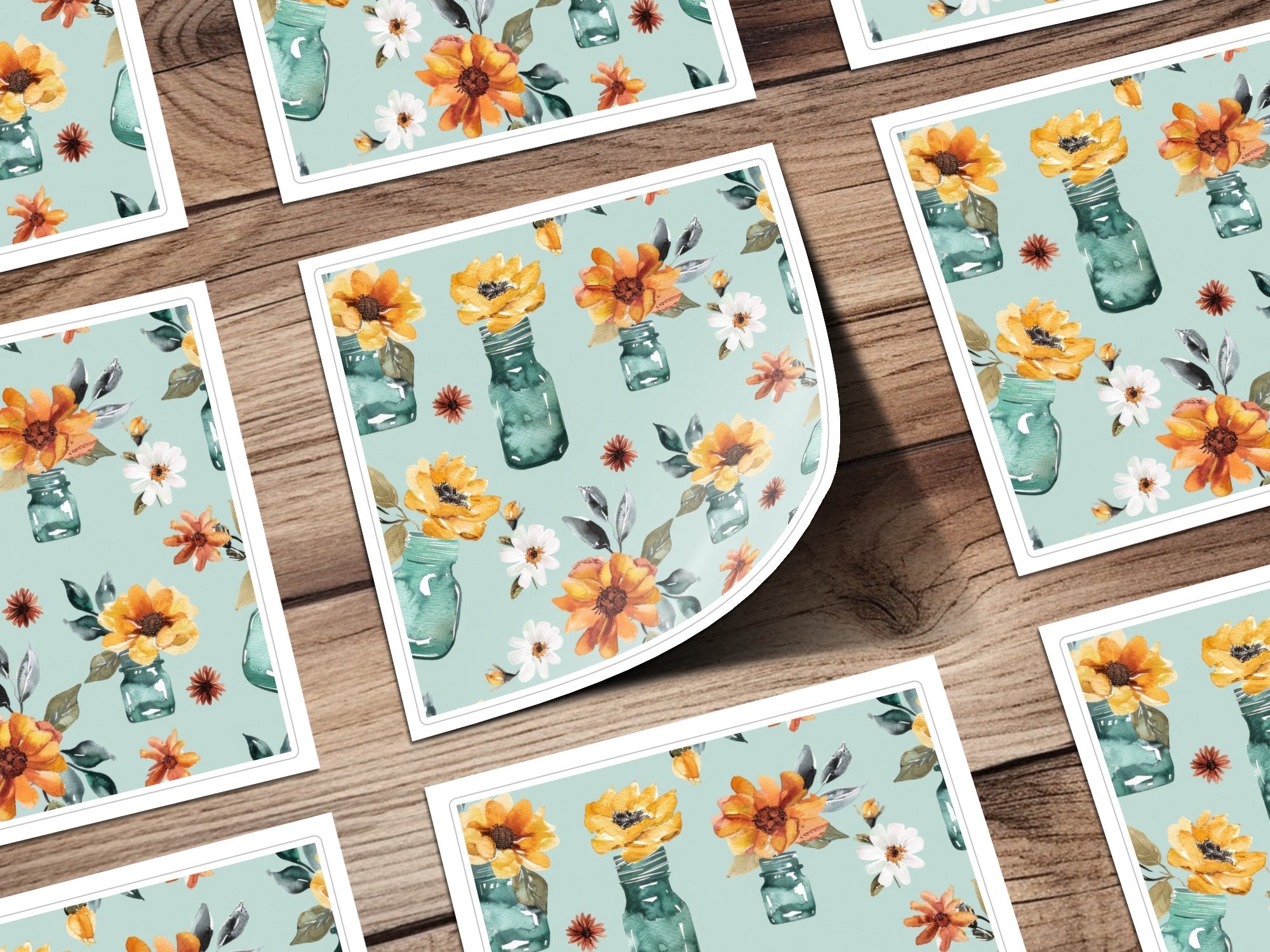 Watercolor Floral Seamless Pattern, Digital Paper Download, Jar Flowers, Fall Blooms, Rustic Design, Printable Fabric, Autumn Digital - Moore and Mountain