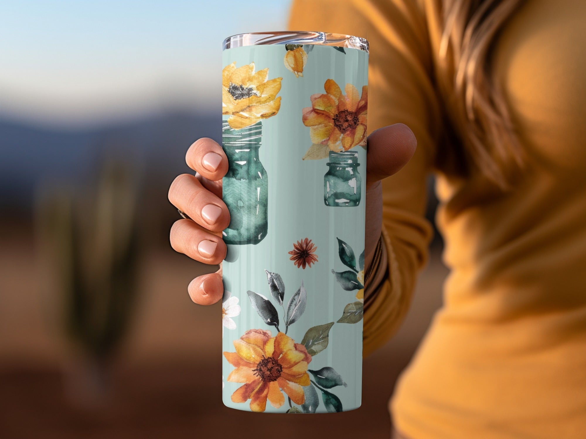 Watercolor Floral Seamless Pattern, Digital Paper Download, Jar Flowers, Fall Blooms, Rustic Design, Printable Fabric, Autumn Digital - Moore and Mountain