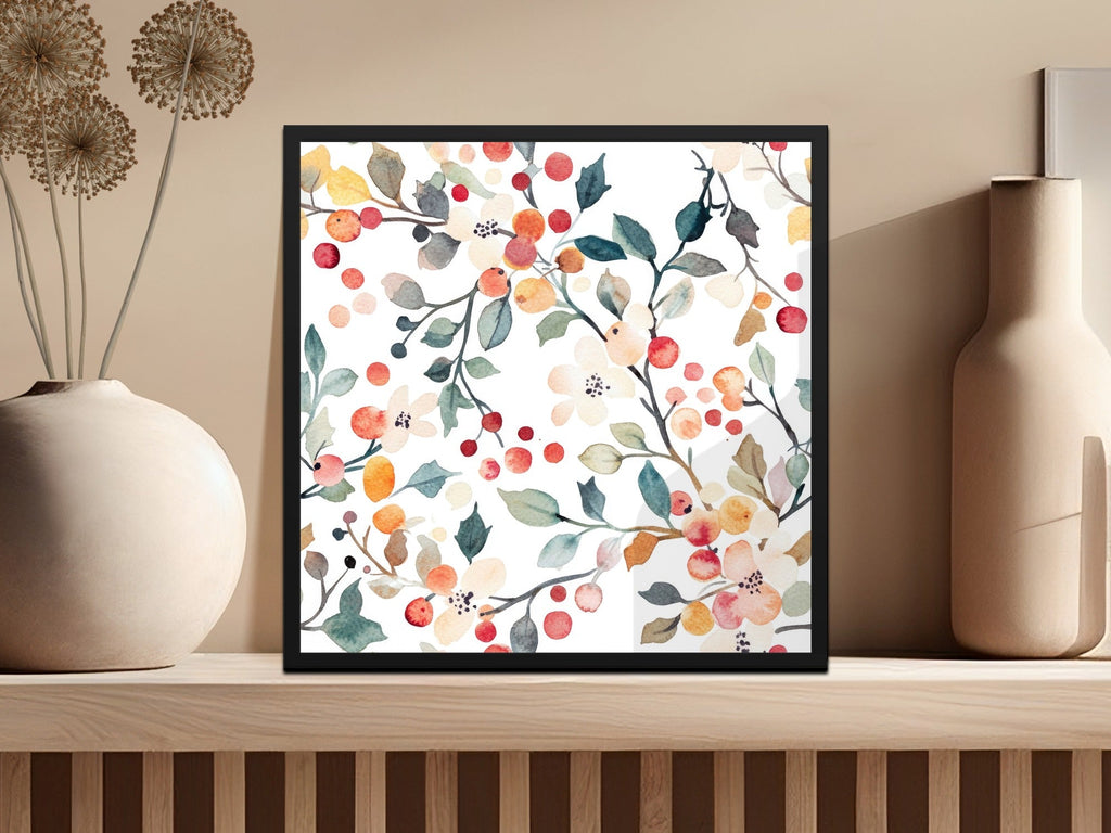 Watercolor Floral Seamless Pattern, Digital Paper, Flowers and Berries, Fabric Design, Printable Background, Digital Download - Moore and Mountain