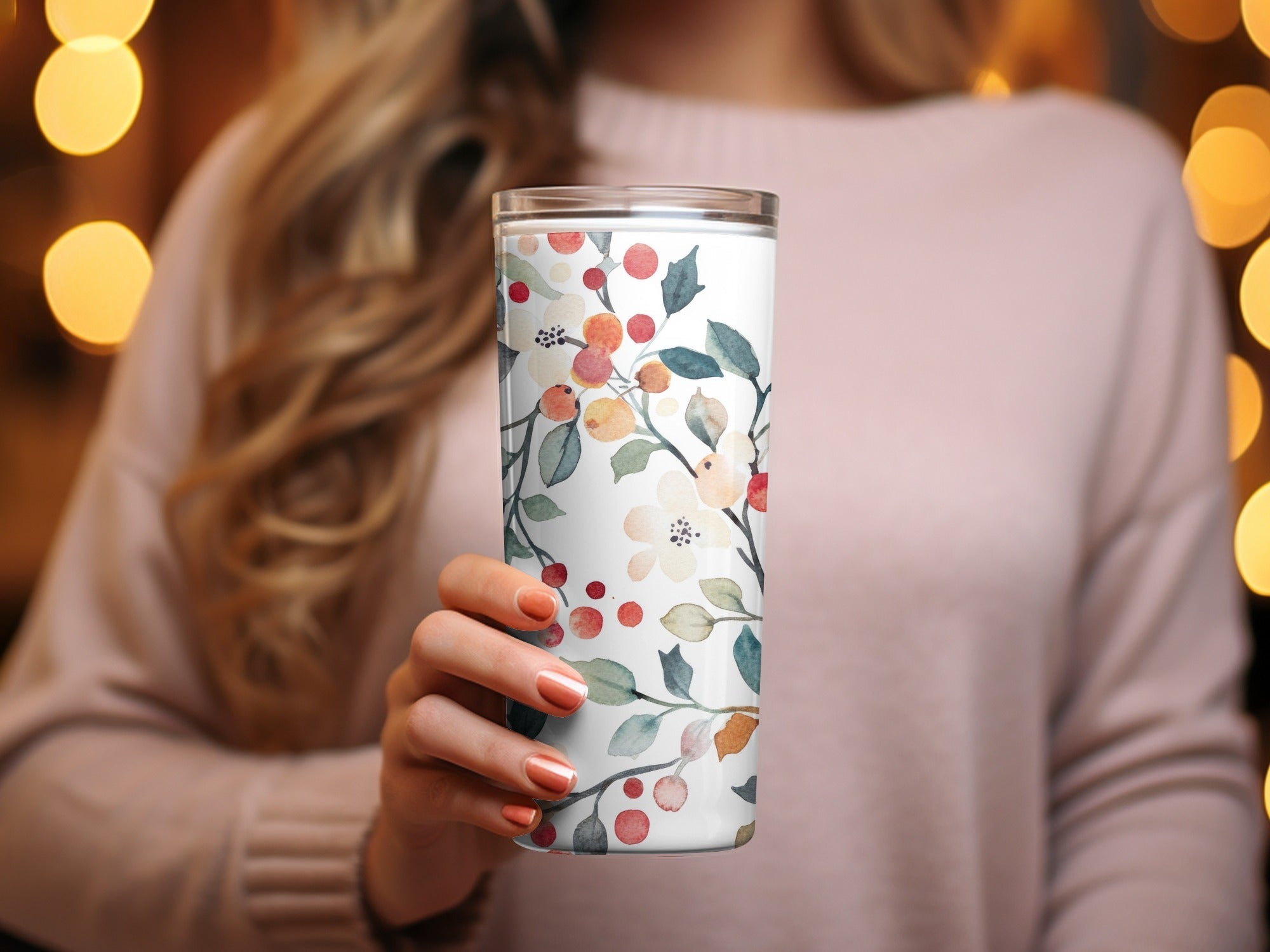 Watercolor Floral Seamless Pattern, Digital Paper, Flowers and Berries, Fabric Design, Printable Background, Digital Download - Moore and Mountain