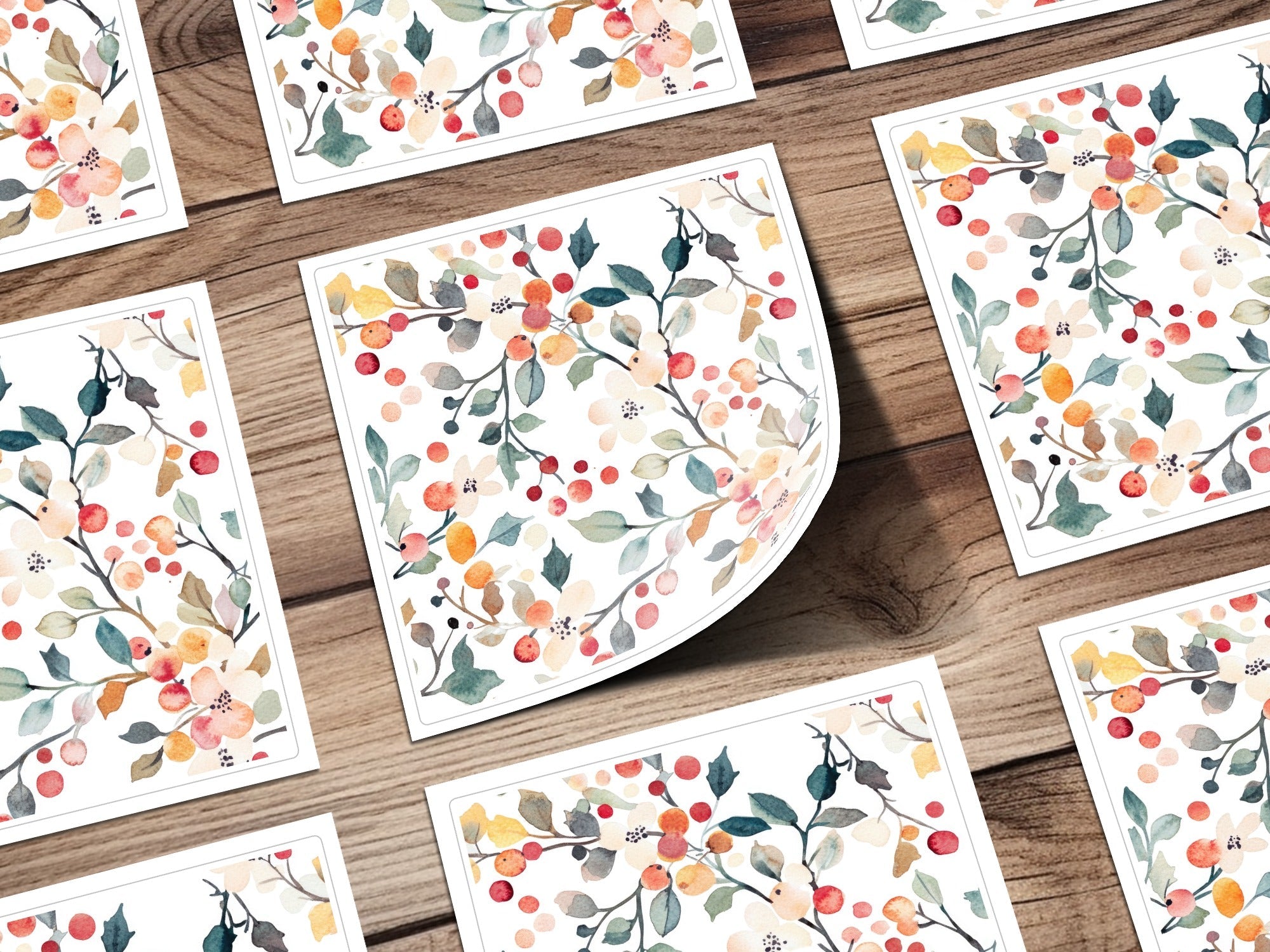 Watercolor Floral Seamless Pattern, Digital Paper, Flowers and Berries, Fabric Design, Printable Background, Digital Download - Moore and Mountain