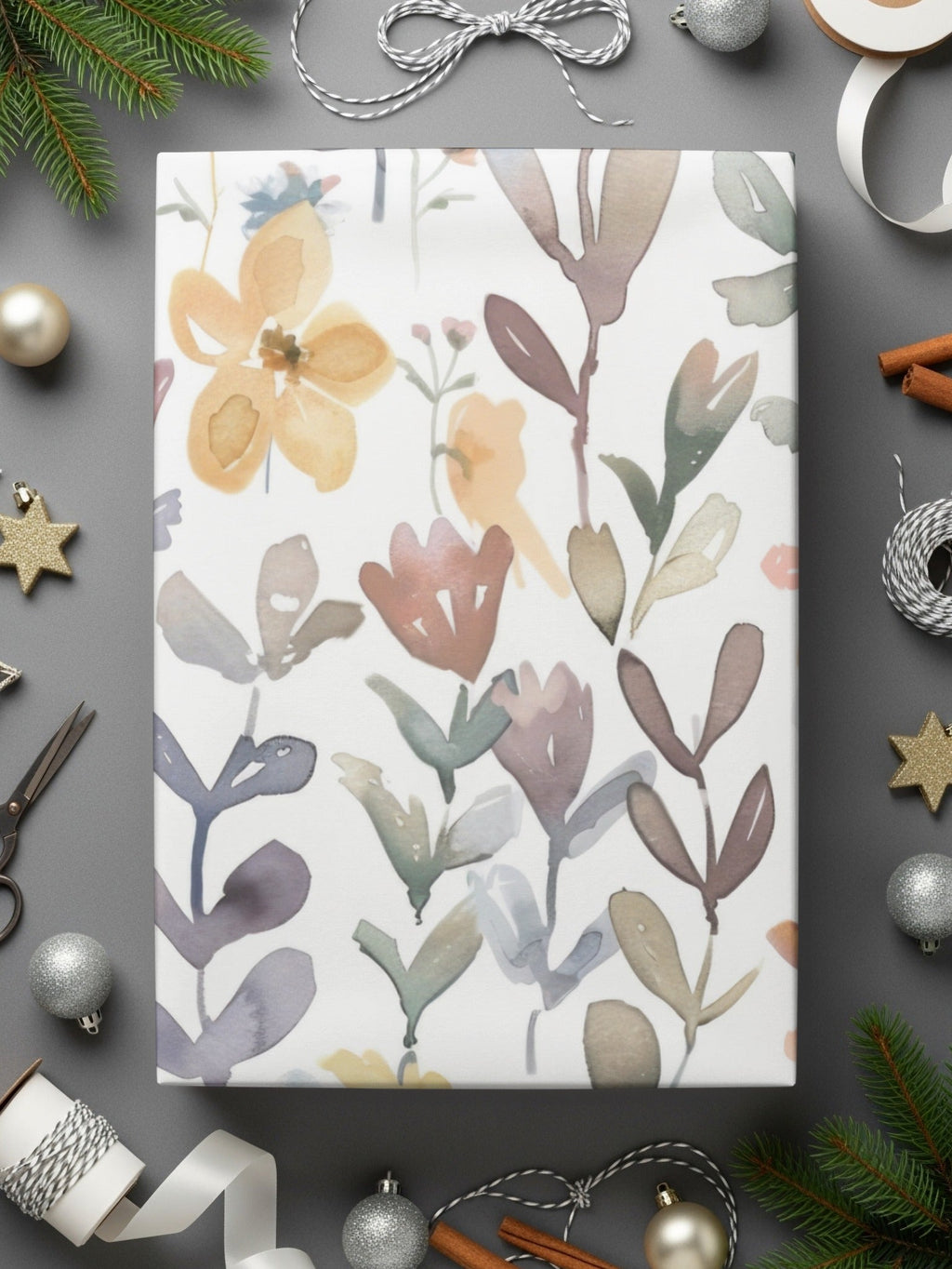 Watercolor Neutral Peach Pink Floral Pattern Digital Boho Wildflowers - Moore and Mountain