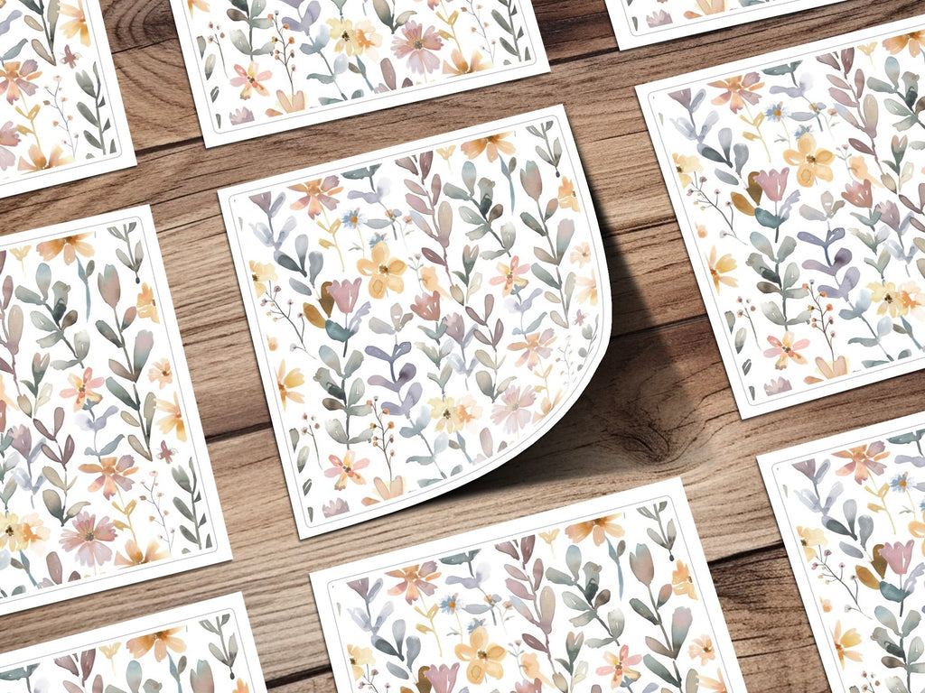 Watercolor Neutral Peach Pink Floral Pattern Digital Boho Wildflowers - Moore and Mountain