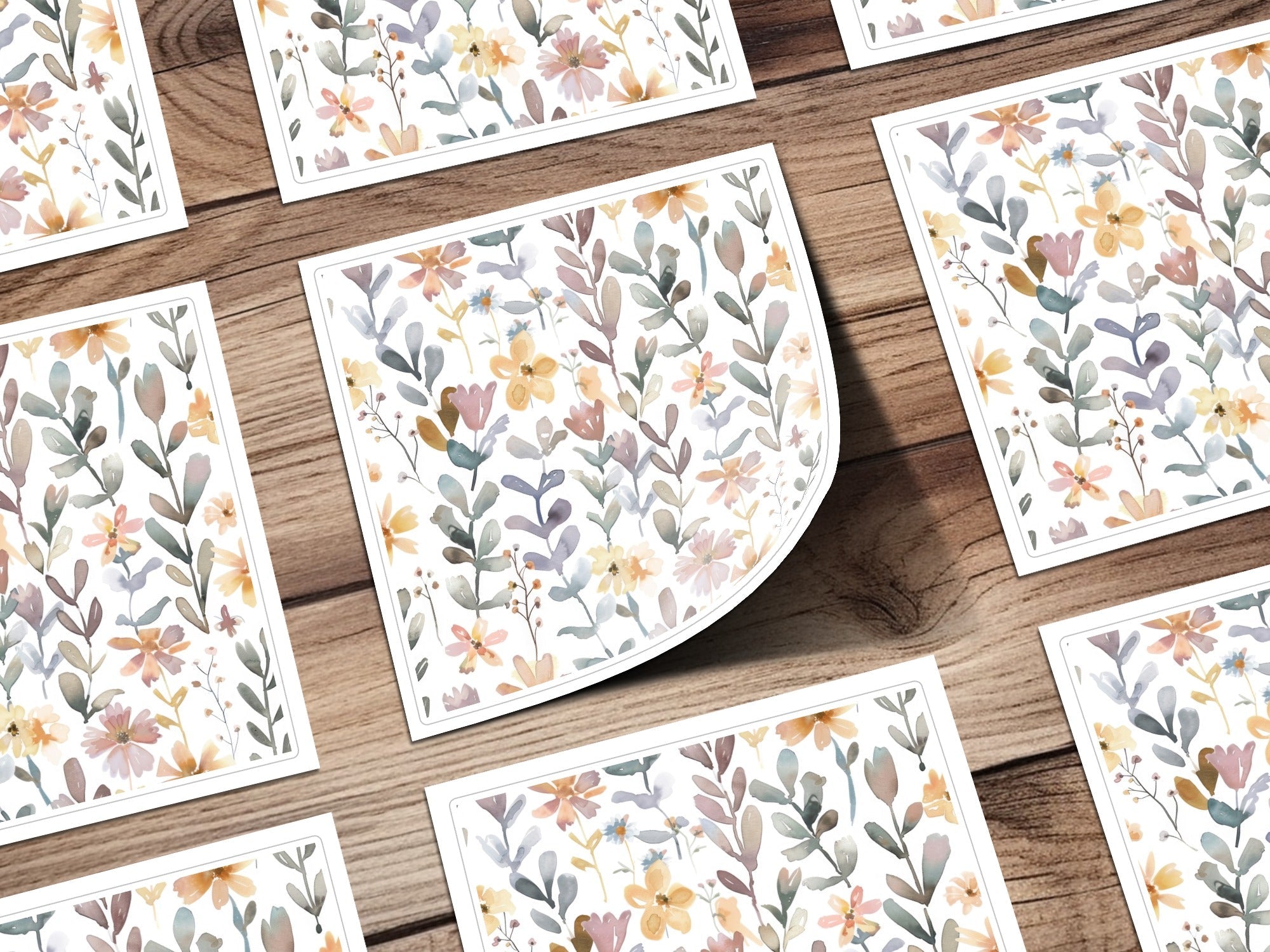 Watercolor Neutral Peach Pink Floral Pattern Digital Boho Wildflowers - Moore and Mountain
