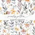 Watercolor Neutral Peach Pink Floral Pattern Digital Boho Wildflowers - Moore and Mountain