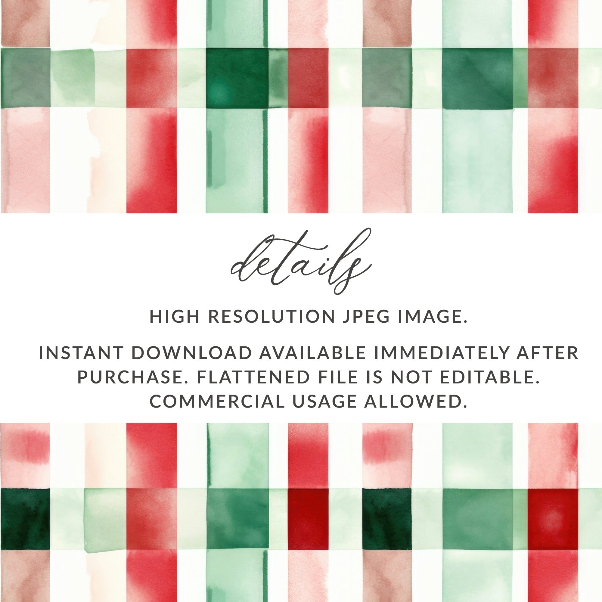 Watercolor Plaid Pattern Digital Paper, Seamless Tartan Design, Red Green Checkered Background, Christmas Fabric Design, Scrapbook Paper - Moore and Mountain