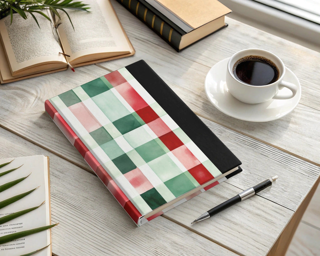 Watercolor Plaid Pattern Digital Paper, Seamless Tartan Design, Red Green Checkered Background, Christmas Fabric Design, Scrapbook Paper - Moore and Mountain