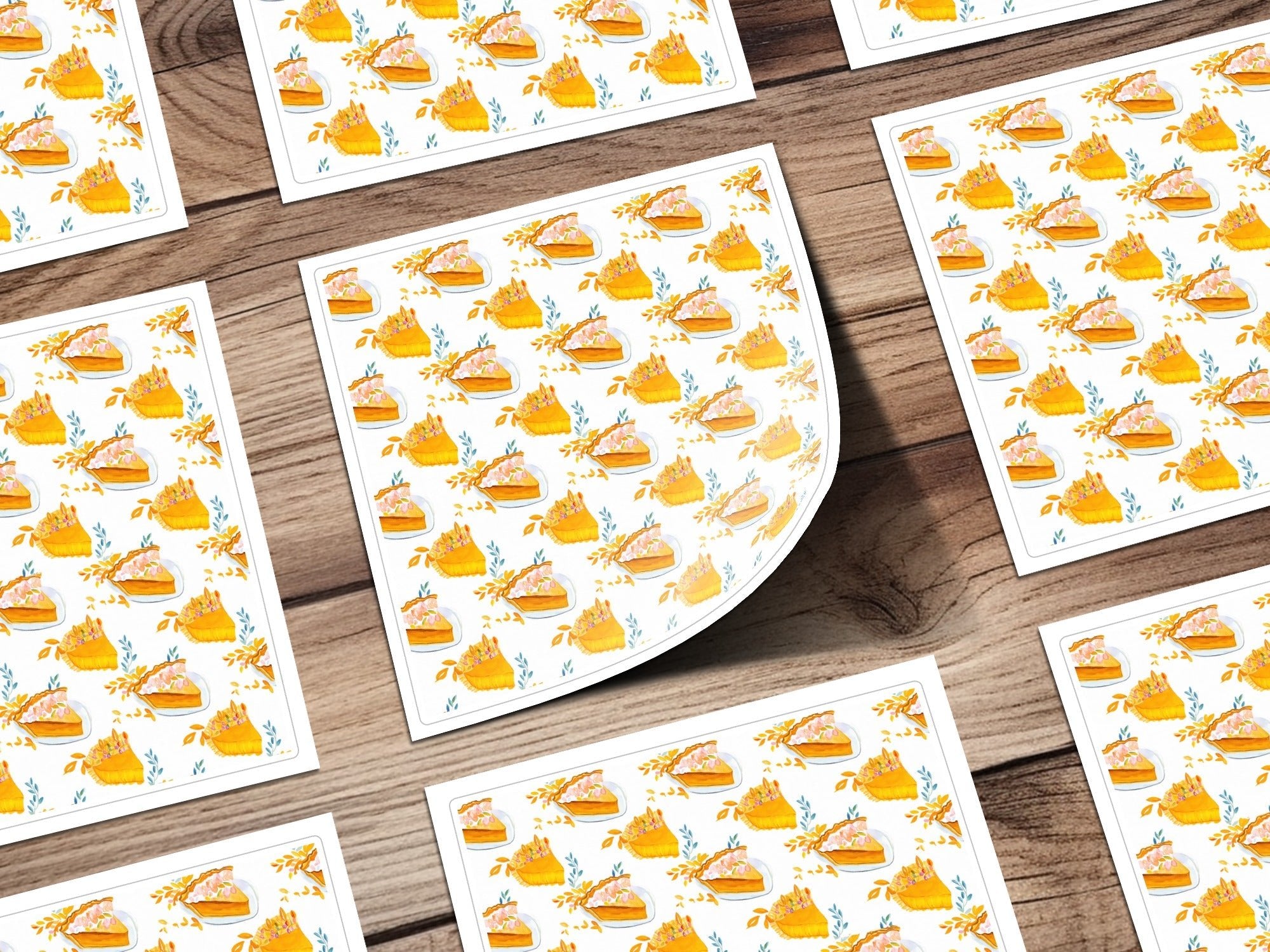 Watercolor Pumpkin Pie Digital Paper, Fall Seamless Pattern, Autumn Dessert Background, Thanksgiving Food Clipart, Orange Baking Print - Moore and Mountain