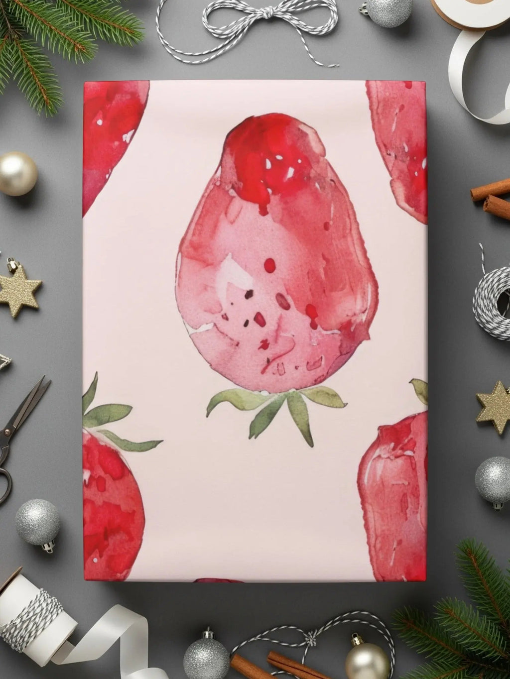 Watercolor Strawberry Pattern Digital, Seamless Repeat, Fruit Print, Fabric Design, Commercial Use, Summer Pattern, Kitchen Art (Digital) - Moore and Mountain