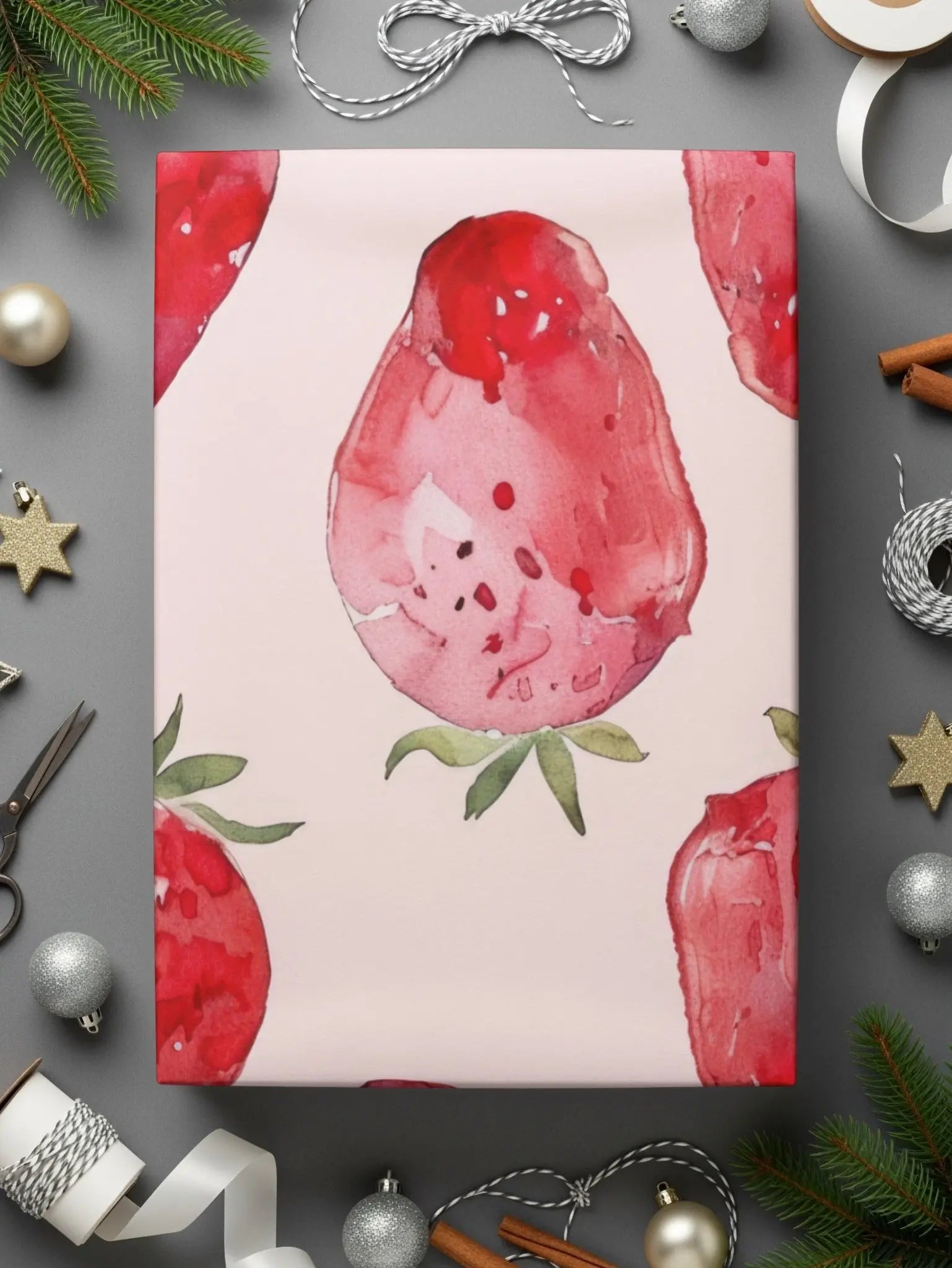 Watercolor Strawberry Pattern Digital, Seamless Repeat, Fruit Print, Fabric Design, Commercial Use, Summer Pattern, Kitchen Art (Digital) - Moore and Mountain