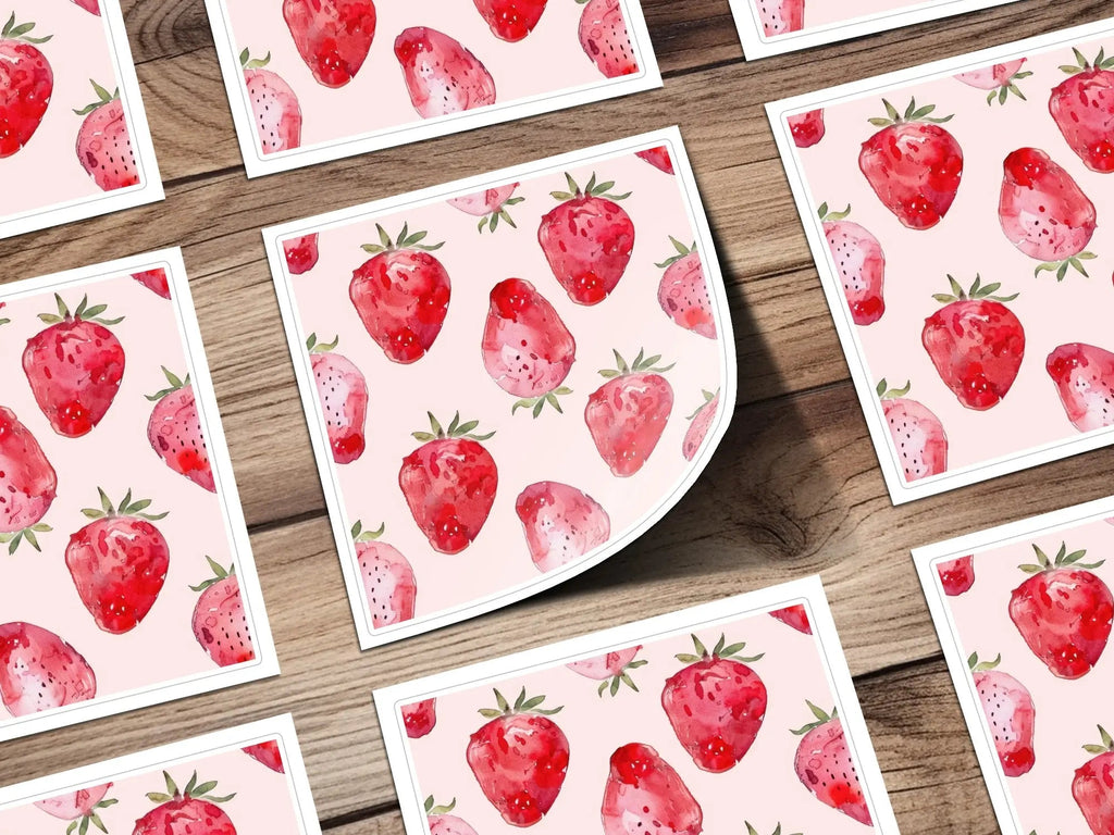 Watercolor Strawberry Pattern Digital, Seamless Repeat, Fruit Print, Fabric Design, Commercial Use, Summer Pattern, Kitchen Art (Digital) - Moore and Mountain