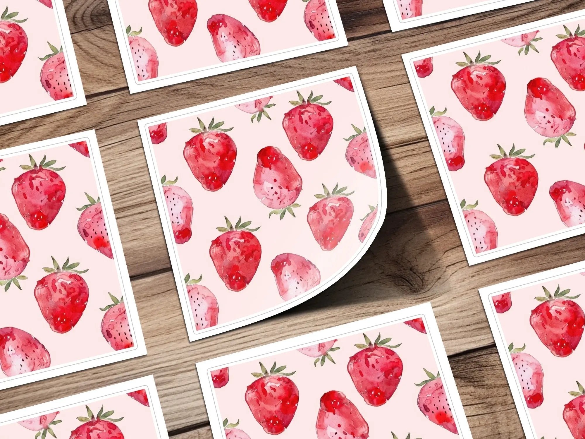 Watercolor Strawberry Pattern Digital, Seamless Repeat, Fruit Print, Fabric Design, Commercial Use, Summer Pattern, Kitchen Art (Digital) - Moore and Mountain