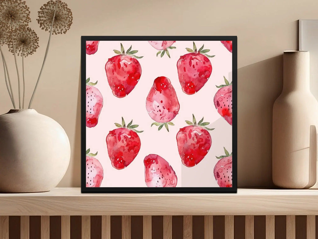 Watercolor Strawberry Pattern Digital, Seamless Repeat, Fruit Print, Fabric Design, Commercial Use, Summer Pattern, Kitchen Art (Digital) - Moore and Mountain