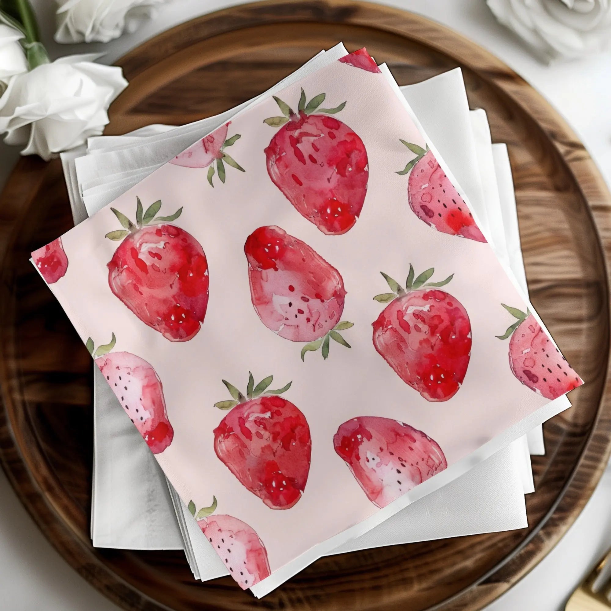 Watercolor Strawberry Pattern Digital, Seamless Repeat, Fruit Print, Fabric Design, Commercial Use, Summer Pattern, Kitchen Art (Digital) - Moore and Mountain