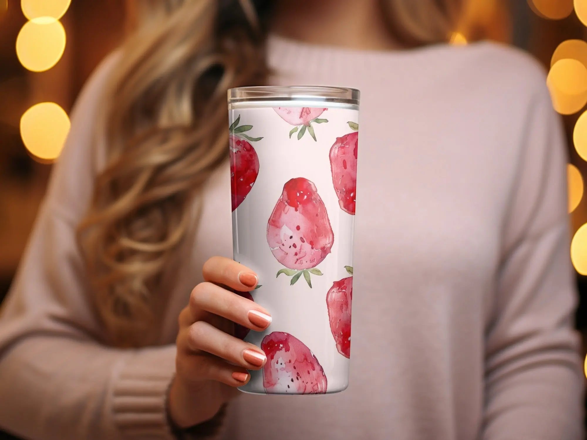 Watercolor Strawberry Pattern Digital, Seamless Repeat, Fruit Print, Fabric Design, Commercial Use, Summer Pattern, Kitchen Art (Digital) - Moore and Mountain