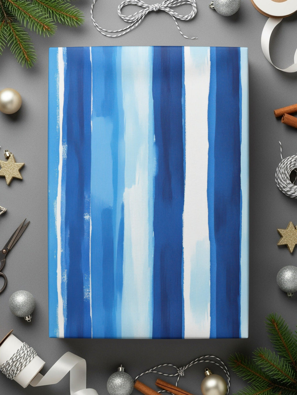 Watercolor Stripes Blue and White Vertical Design Digital - Moore and Mountain