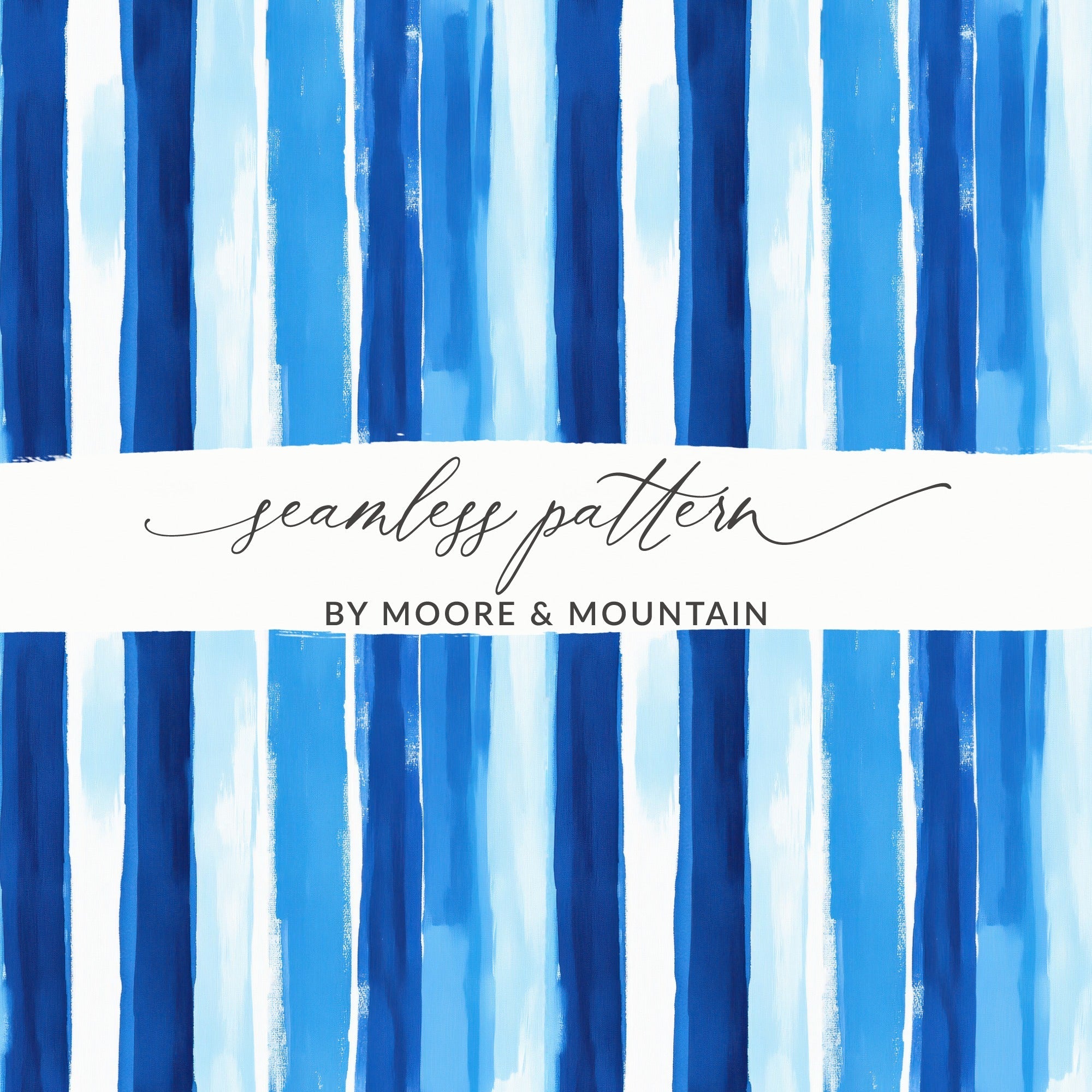 Watercolor Stripes Blue and White Vertical Design Digital - Moore and Mountain