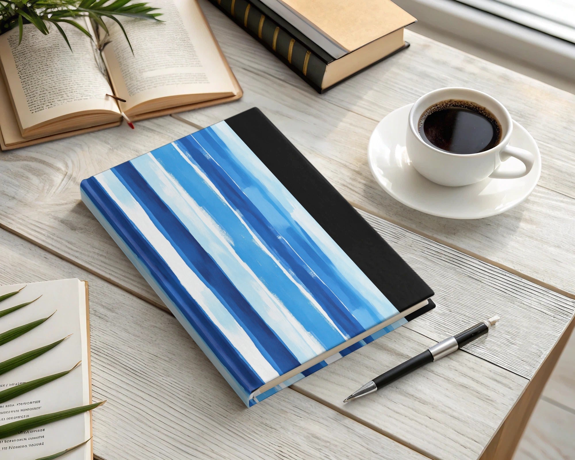 Watercolor Stripes Blue and White Vertical Design Digital - Moore and Mountain