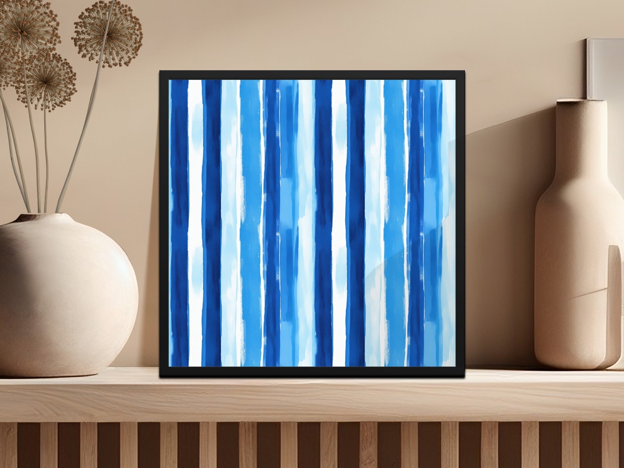 Watercolor Stripes Blue and White Vertical Design Digital - Moore and Mountain