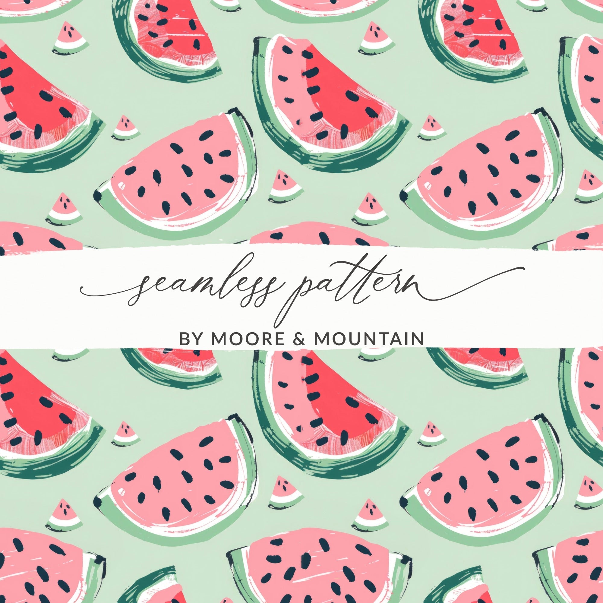 Watermelon Pattern Digital, Seamless Tileable Summer Design, Fruit JPEG for Fabric, Scrapbooking, Background, Digital Paper Download - Moore and Mountain