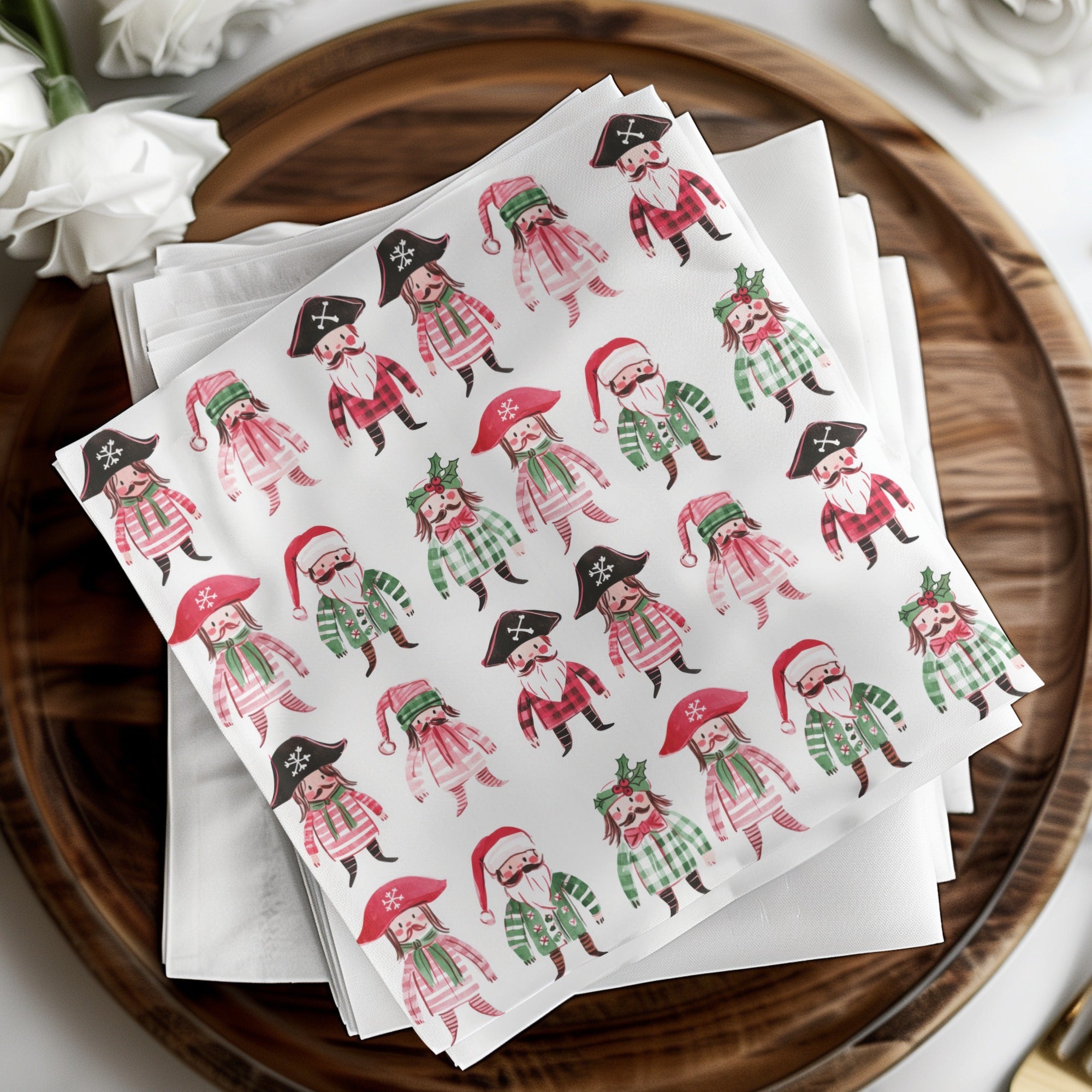 Whimsical Pirate Santa Christmas Figures Pattern Digital - Moore and Mountain