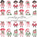 Whimsical Pirate Santa Christmas Figures Pattern Digital - Moore and Mountain