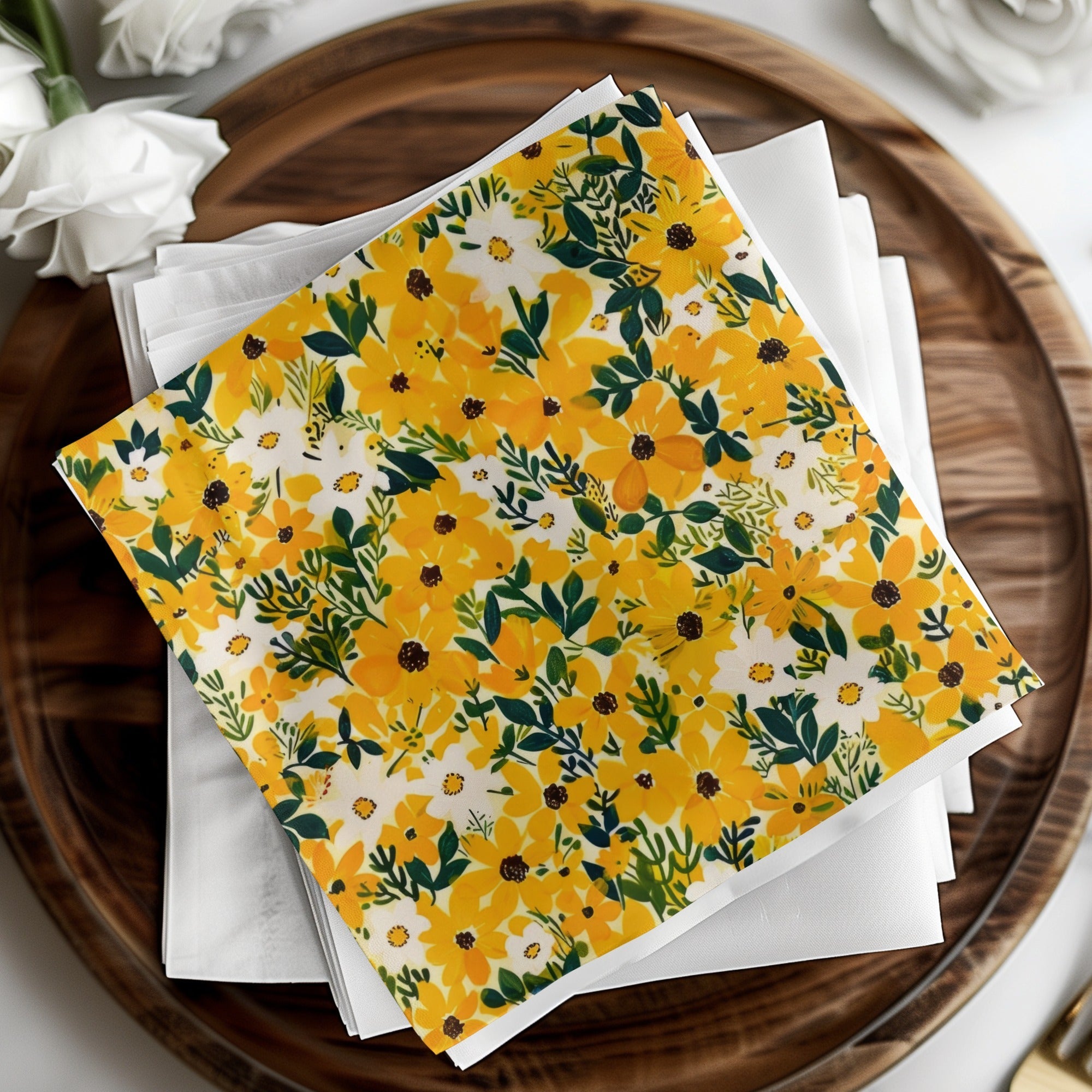 Yellow Floral Digital Paper, Spring Flower Pattern, Seamless Floral Print, Bright Summer Blooms, Digital Download for Crafts, Fabric Design - Moore and Mountain