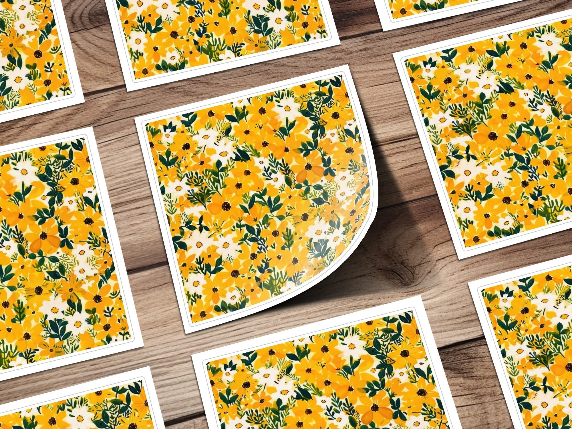 Yellow Floral Digital Paper, Spring Flower Pattern, Seamless Floral Print, Bright Summer Blooms, Digital Download for Crafts, Fabric Design - Moore and Mountain