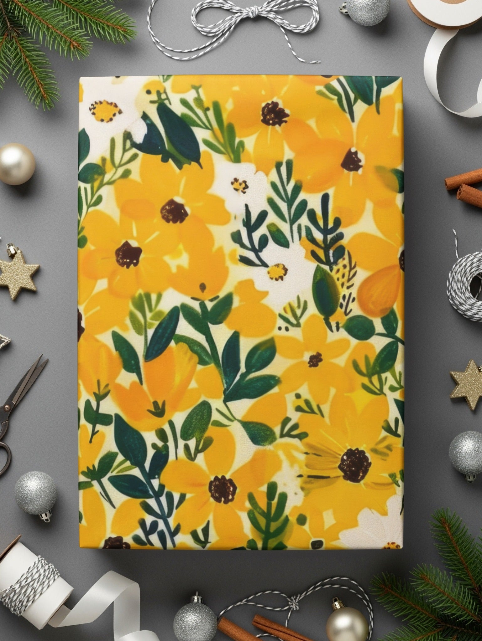 Yellow Floral Digital Paper, Spring Flower Pattern, Seamless Floral Print, Bright Summer Blooms, Digital Download for Crafts, Fabric Design - Moore and Mountain