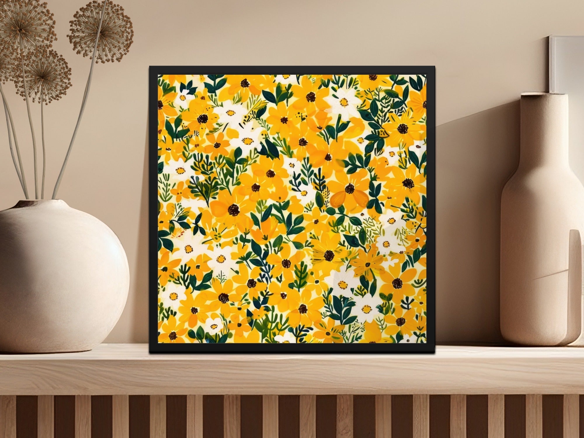 Yellow Floral Digital Paper, Spring Flower Pattern, Seamless Floral Print, Bright Summer Blooms, Digital Download for Crafts, Fabric Design - Moore and Mountain