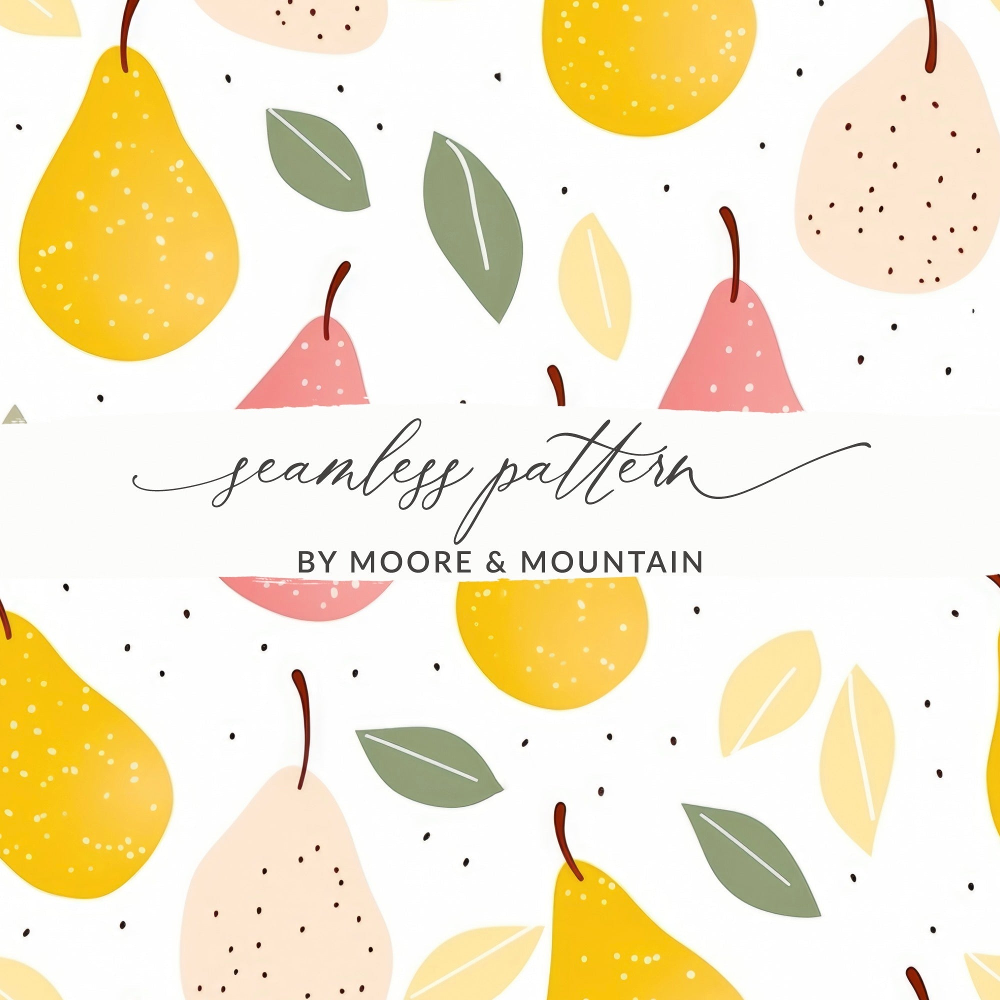 Yellow Pink Neutral Pear Pattern Spring and Summer Season Digital - Moore and Mountain