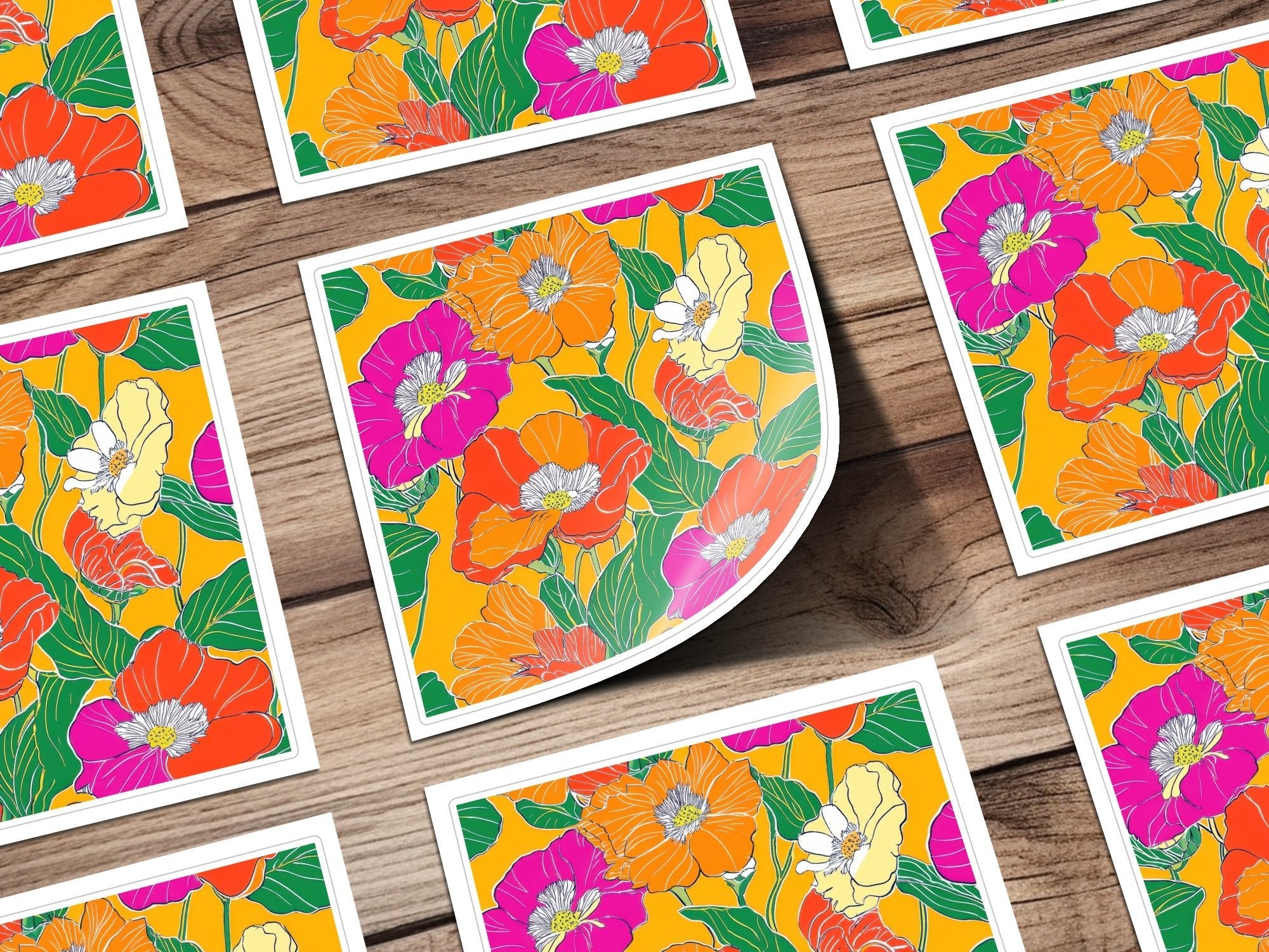 Yellow Preppy Digital Paper, 60s floral pattern, Groovy Floral Background, Retro Flowers, Seamless Pattern, Floral Pattern, Digital Download - Moore and Mountain