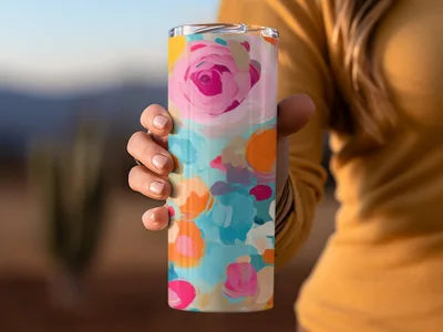 Floral Abstract Travel Tumbler for Hot and Cold Drinks