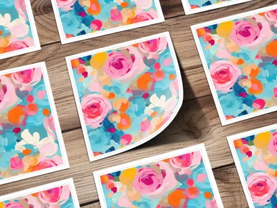 Vibrant Abstract Floral Painting Art Print Decor