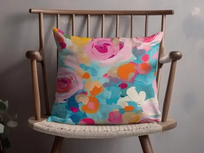 Vibrant Floral Abstract Art Throw Pillow for Living Room