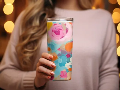 Abstract Floral Art Insulated Tumbler for Hot and Cold Drinks