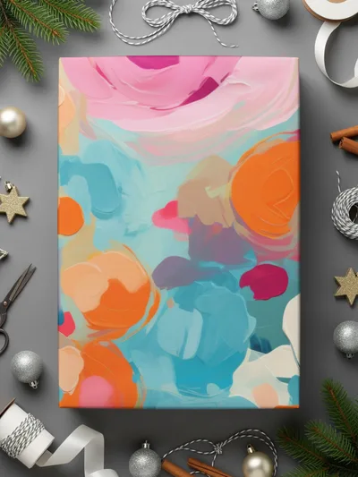 Colorful Abstract Art Print With Festive Accessories