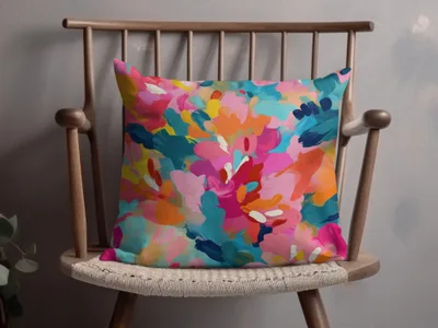 Bright Multicolored Abstract Design Cushion Pillow