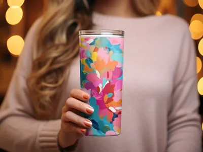 Vibrant Floral Travel Tumbler for Hot and Cold Drinks