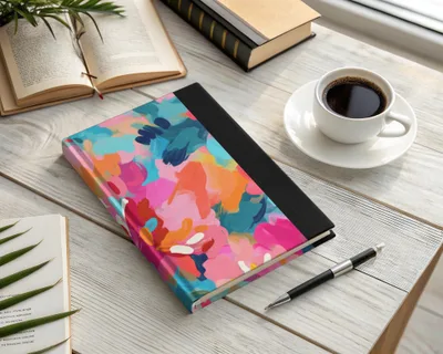Vibrant Colorful Abstract Floral Design Notebook