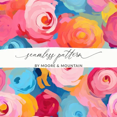 Abstract Brush Strokes Bright Pink and Light Blue