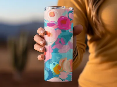 Vibrant Floral Design Travel Tumbler for Stylish Hydration