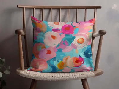 Colorful Abstract Floral Art Cushion Cover Pillow