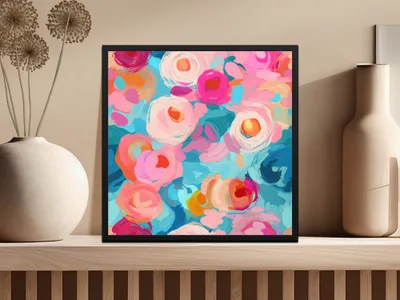 Colorful Abstract Floral Design Wall Art Print