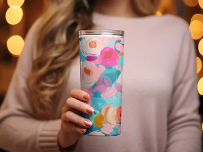 Vibrant Floral Patterned Insulated Tumbler for Beverages