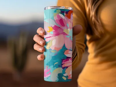 Vibrant Abstract Floral Design Insulated Tumbler